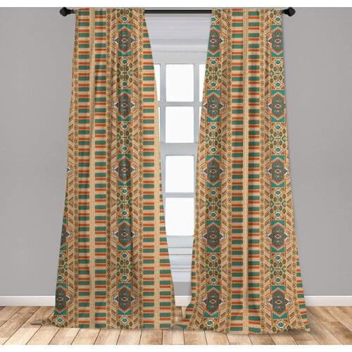 Tribal Window Curtains Secret Tribe Pattern in Bohemian Style Curtain with Rod Pocket