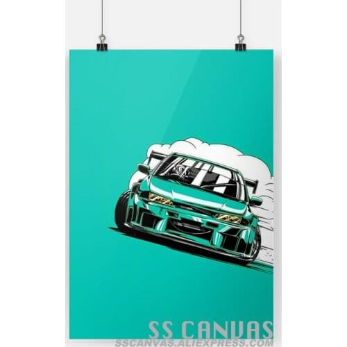 Blue Jdm Car Art Canvas Painting Decor Wall Art Pictures Bedroom Study Home Living Room Decoration Prints Poster