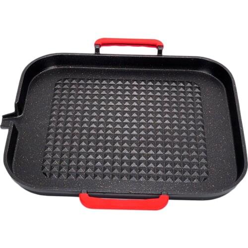 Non-stick Grill Pan Stovetop Skillet Cookware Cooker BBQ Picnic Steak Camping Barbecue Steak Fish Frying Pan Griddle Tray