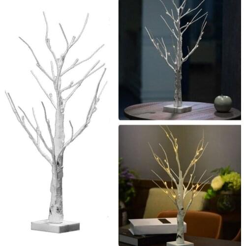 LED Festival night light Birch Tree Lamp christmas decorations for home Battery Warm White glitter lighting Indoor Holiday Fairy