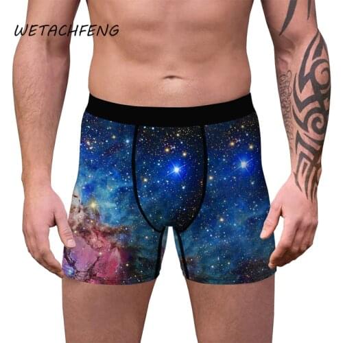 Boxer Shorts For Man Starry Sky Printed Sexy Underwear High Quality Breathable Comfortable Plus Size Male Clothing Shorts Boxer