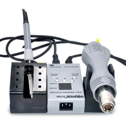 New YOUYUE 8786 110V 220V Portable Hot Air Gun BGA 2 in 1 Rework Solder iron Station Hot Air Blower Heat Gun + 3 Nozzle