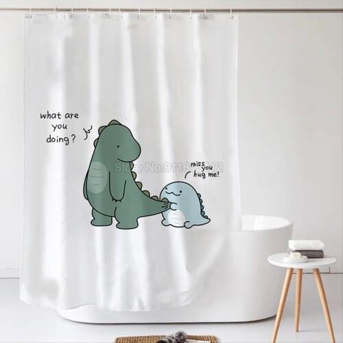 Simplicity 3D Dinosaur Pattern Animal Print Nordic Style Shower Curtain Hook Bathroom Cartoon Home Decor Kids Bath Curtains