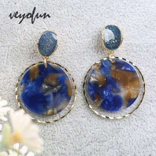 Veyofun Round Acrylic Drop Earrings Cute Trendy Dangle Earrings for Women Fashion Jewelry Wholesale