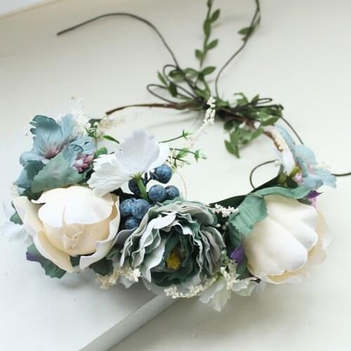 Wedding Bride Big Rose Flower Crown Hairband Wedding Flower Headband Garland Festival Flower wreath Elastic Hair Accessories