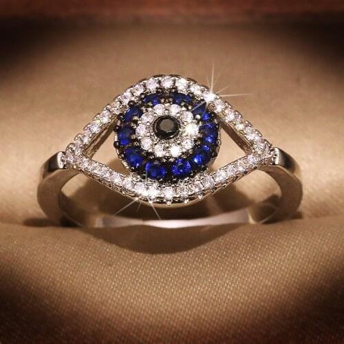 2020 Unique Design Devils Eye Rings for Women Two Tone Zircon Inlay Wedding Banquet Party Ring Jewelry
