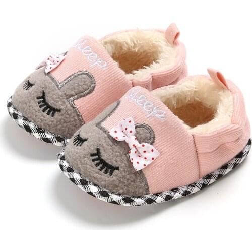 Winter Thicken Lovely Rabbit Shoes Baby Kids Girls Prewalker Shoes Newborn Infant Winter Warm Soft Baby Shoes 0-18M