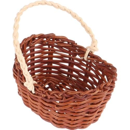 1 Pc Mini 1:12 Dollhouse Miniature Mini Woven Basket Model Accessories Toys