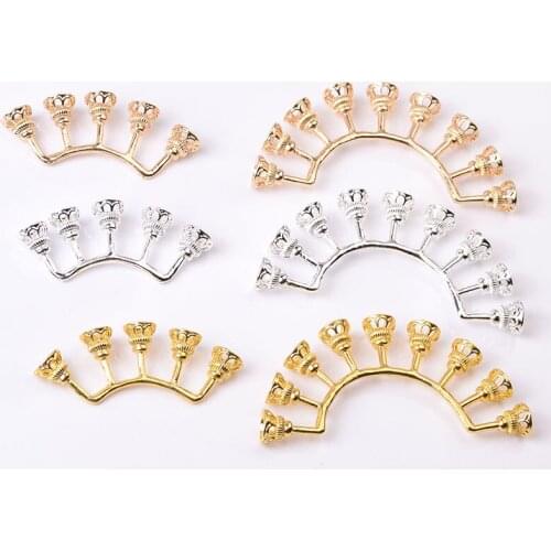 10 Pcs Bead Cap Base Alloy Flower Hair Sticks Components DIY Set Bead Cap Jewelry Making Accessories