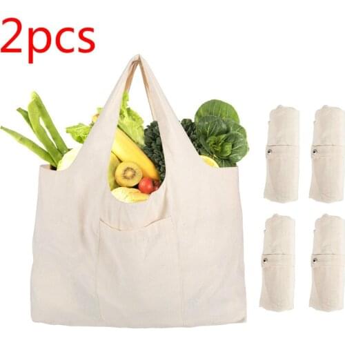 2pcs2021new Supermarket shopping bag canvas tote bag portable pure cotton tote bag pure cotton folding shopping bag eco friendly
