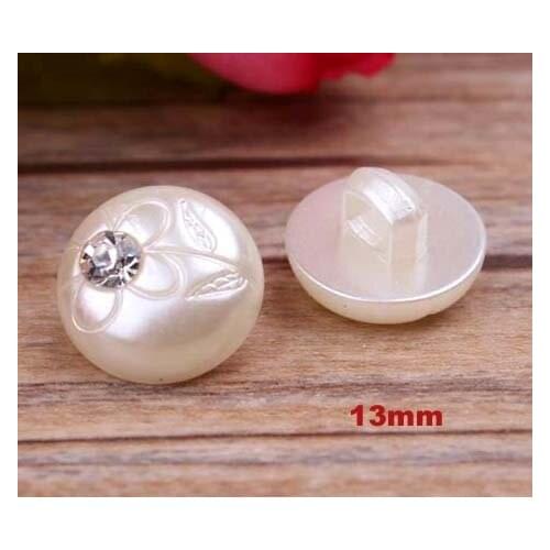 30pcs/lot Round Pearl Button，Inlay Crystal，Flower Pattern，13mm，Bulk Buttons，Clothing Decoration，Sewing Accessories (aa-31-7)