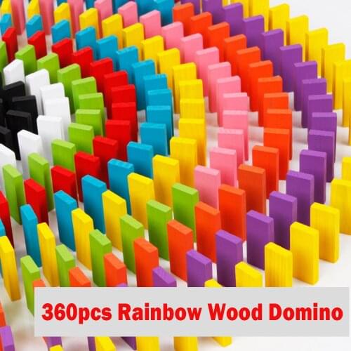 360/240/100Pcs Rainbow Wooden Domino Blocks Set Stacker Toys For Kids Creative Wooden Building Blocks Dominoes Games Toys