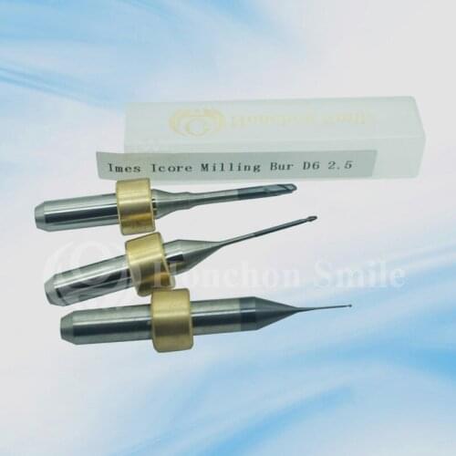 5pcs imes-icore 550i/750i shaft 6mm Dental zirconia burs size 2.5/1.0/0.6mm shaft 6mm/2018 high quality zirconia burs