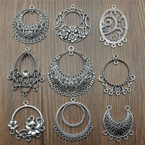 3pcs Antique Silver Color Earring Connector Charms For Jewelry Making Charms Earring Connector Jewelry Findings DIY