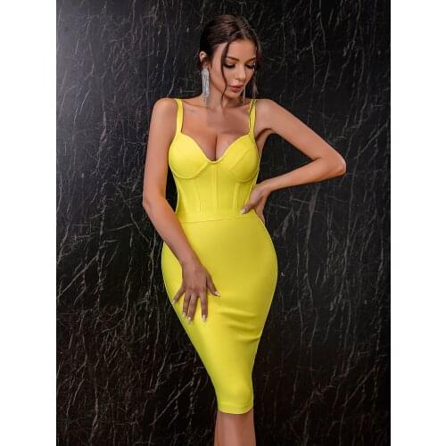 Adyce New Summer Spaghetti Strap Bodycon Bandage Dress For Women Sexy Sleeveless V Neck Celebrity Club Runway Party Dresses 2021