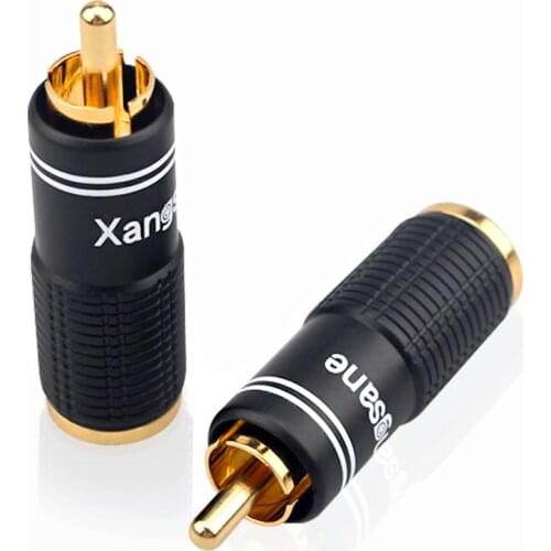 Audiophile Pure Copper Gold-Plated RCA Audio DIY Amplifier Speaker Signal Cable Plug