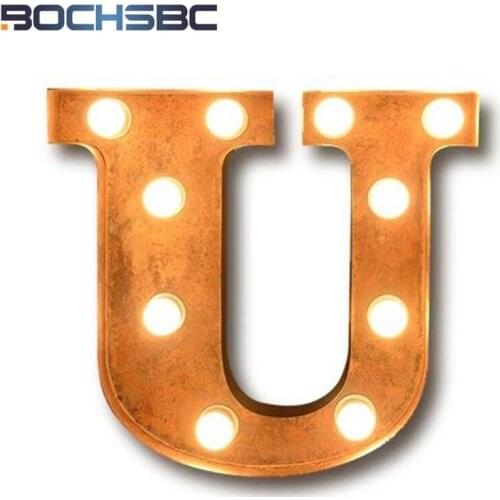 BOCHSBC Vintage Alphabet U Light Art Deco Logo Wall Sconce LED Lamp for Cafe Bar Living Room Dinning Room Aisle Corridor Lampada