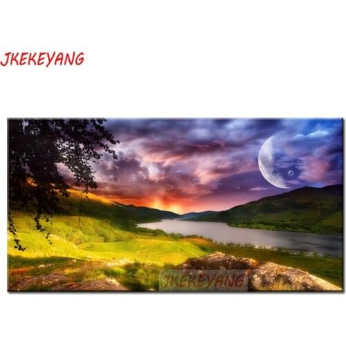 Large 5D Diy diamond painting Beautiful river and sky Diamond Mosaic Rhinestone Embroidery cross stitch Y3692