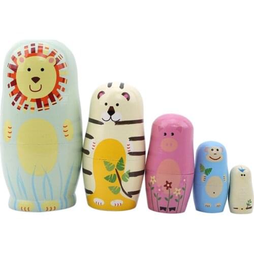 Wooden Features Christmas Toy Russian Animal Pull Radish Doll Matryoshka Valentines Day Lover Kids Birthday Gift
