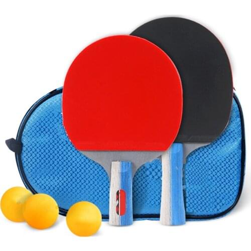 1 Set Long/Short Handle Table Tennis Rackets Ping Pong Paddle Rubber Double Face Pimples-in Table Tennis Racket With Balls + Bag