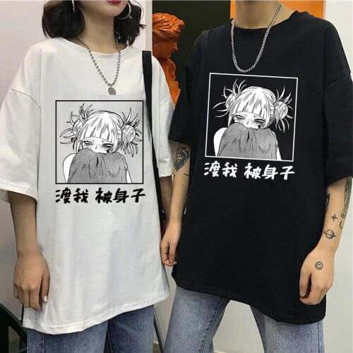 Harajuku Mens Tshirt My Hero Academia Himiko Toga Printed Unisex Short Sleeve Streetwear Couple Tops