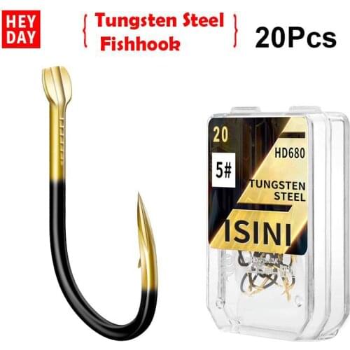 HD680 30Pcs Tungsten Steel Fishing Hook Double Groove Barbed Hook 3# 4# 5# 6# 9# 10# 11# 12# 13# Fishhook For Ocean Rock Fishing