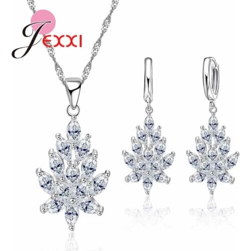 Jewelry Sets Gift Trendy Pendant Necklace Drop Earrings Austrian Crystal Fashion Weeding Jewelry Set For bijoux Women