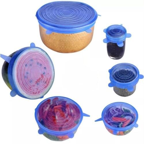Silica Gel Six Pieces Lids Tensile 6 Pieces Bowl Cover Refrigerator Microwave Oven Sealed Plastic Wrap 110g