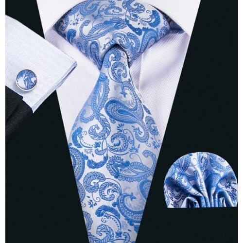 LS-1618 Barry.Wang 2017 Men`s Tie 100% Silk Jacquard Woven Necktie Hanky Cufflinks Sets For Formal Wedding Business Party