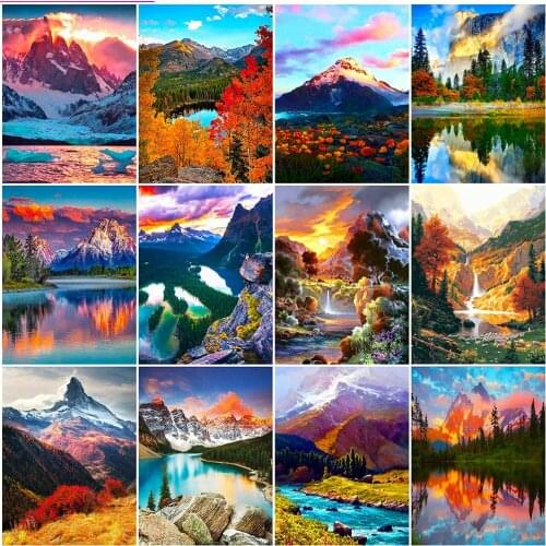 MomoArt 5D DIY Diamond Painting Mountain Rhinestone Art Diamond Embroidery Lake Landscape Cross Stitch Home Decorations