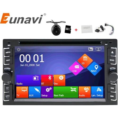 Eunavi 2 din multimedia universal car dvd radio player gps navigation tape recorder autoradio cassette stereo with free map card