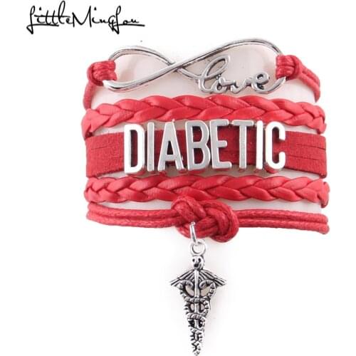 Little Minglou Infinity Love DIABETIC bracelet medical charm Awareness men bracelets & bangles for women jewelry Drop Shipping