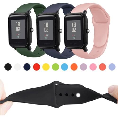 20mm 22mm Soft Silicone Watch Strap Band For Huami Amazfit Bip Lite S U for GTS 2 GTR 42mm Replacement Sport Bracelet