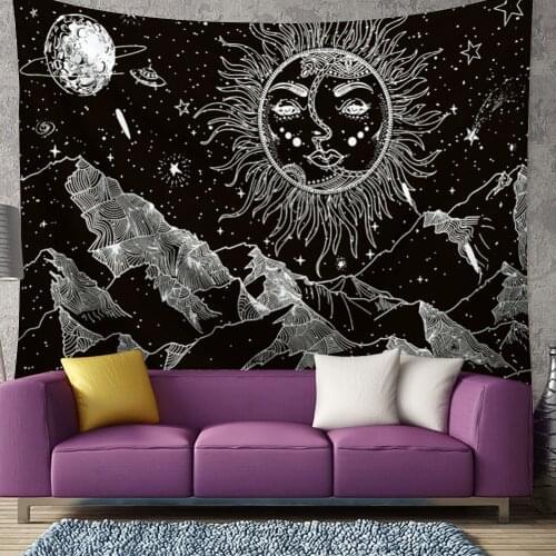 Night Moon Wall Hanging Tapestry Mandala Floor Mat Carpet Home Decoration Multifunction Background Cloth Beach Towel Yoga Mat