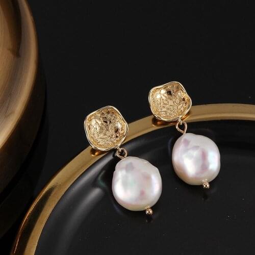 Real Baroque Freshwater Pearl Earrings Jewelry For Women Party Drop Earrings Big Pearl Earrings Handmade Fine Jewelry