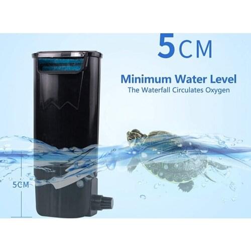 NHBR Fish Tank Multifunctional Low Water Filter Waterfall Turtle Fish Pendant Type Built-in Filter US Plug