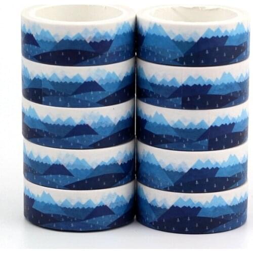 NEW 10pcs/Lot Decorative Blue Mountains Washi Tapes Paper for Bullet Journal Scrapbooking Adhesive Masking Tape Cute Stationery