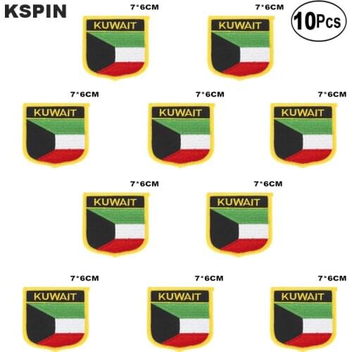 Kuwait Flag Embroidery Patches Iron on Saw on Transfer patches Sewing Applications for Clothes in Home&Garden