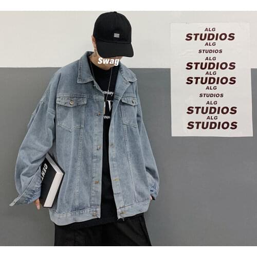 Casual Denim Jacket Classic Spring Ins Washed Denim Jacket All-match Mens Clothes Streetwear Multi-pocket Tops Black Blue Coat