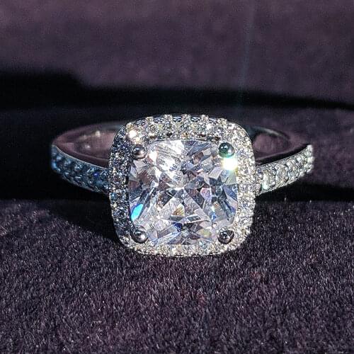 Original 925 Sterling Silver Cushion Cut Finger Ring Sets for Women Jewelry Pure Wedding Engagement Rings personalized R820A