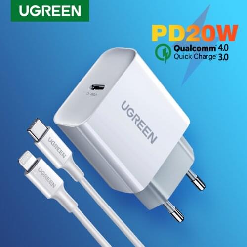 UGREEN Quick Charge 4.0 3.0 QC PD Charger 20W QC4.0 QC3.0 USB Type C Fast Charger for iPhone 12 X Xs 8 Xiaomi Phone PD Charger