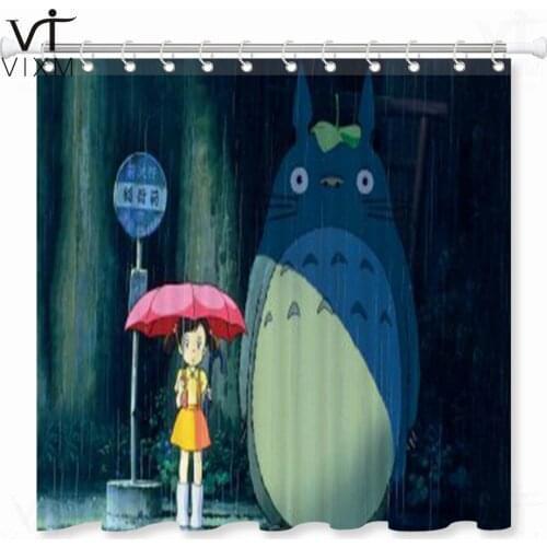 Vixm Bathroom Products Polyester Fabric My Neighbor Totoro Printed Shower Curtains Waterproof&Washable Bath Curtains
