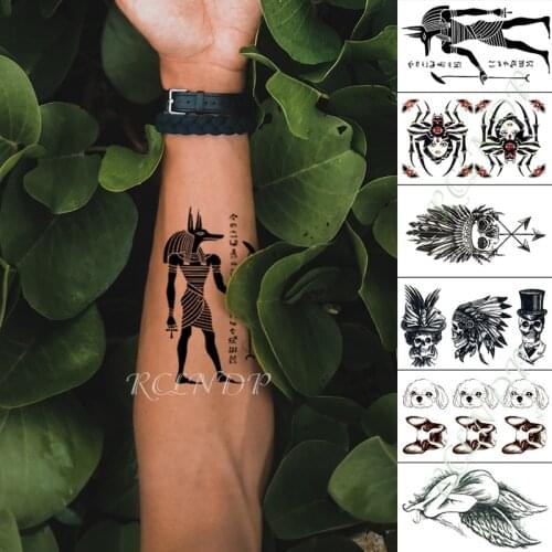 Waterproof Temporary Tattoo Sticker Egyptian death god Anubis Fake Tatto Hand Arm Foot Flash Tatoo for Kid Girl Men Women