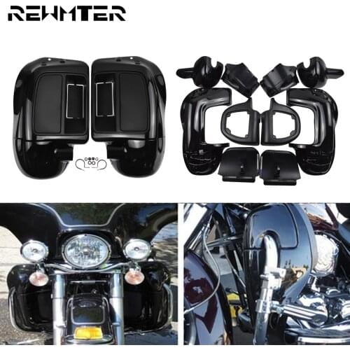 Vivid Black Motorcycle Lower Leg Warmer Vented Fairing Glove Box For Harley Touring FLHX Street Electra Glide Road King 83-2020