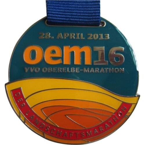 Factory Customized Running medals cheap custom paint color Awards Medallion with blue ribbons