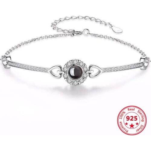 S925 Bracelet Female 100 Language 520 I Love You Female Projection Bracelet