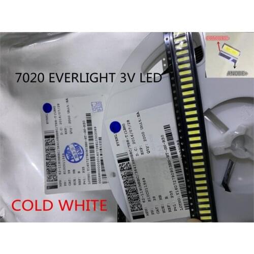 2000pcs For LED LCD Backlight TV Application LED Backlight 0.5W 3V 7020 Cool white EVERLIGHT LCD Backlight for TV 62-119UMRBC