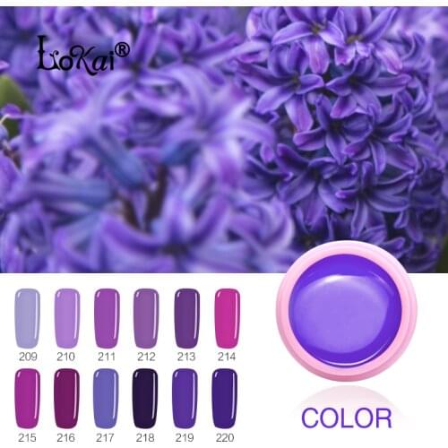 2018 6ml/box Lokai Nail Polish Lacquer UV LED Lamp Drying Purple Color Series Soak-off Gel Nail LED UV Gel Top Base Coat Needed