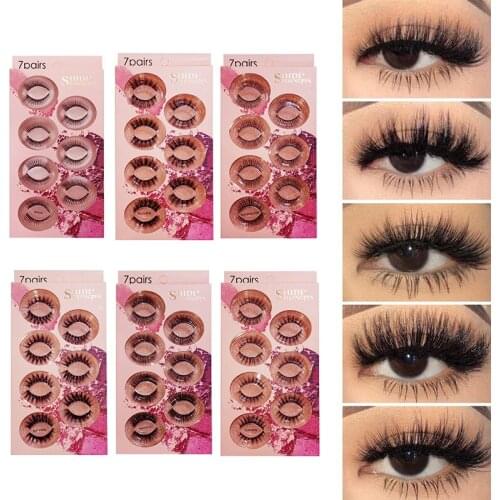 7pairs 3D Mink Lashes Fake Eyelashes Natural False Eyelashes Dramatic Volume Fake Lashes Makeup Eyelash Extension Eyelashes