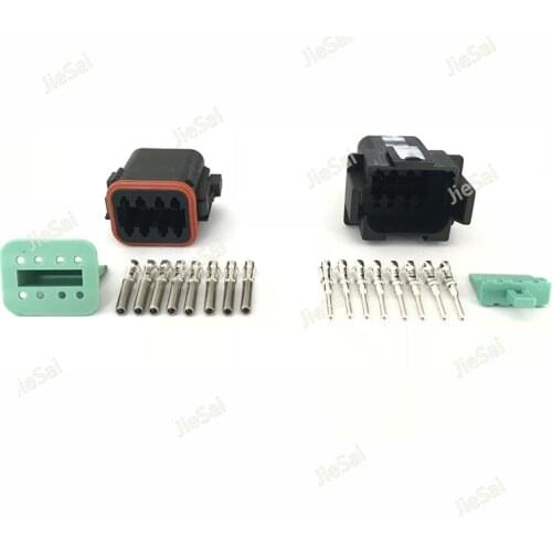 8 Pin DT04-8P DT06-8S Black DT Series Automotive Waterproof Deutsch Connector Female Male With Terminals